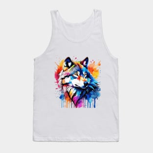 Watercolor wolf art Tank Top